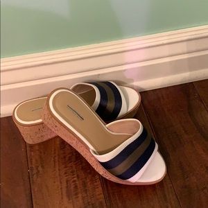Lands end white striped high top sandal